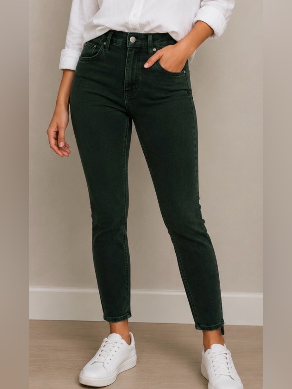 AG Adriano Goldschmied Pants The Prima Cigarette Corduroy Forest Green Skinny